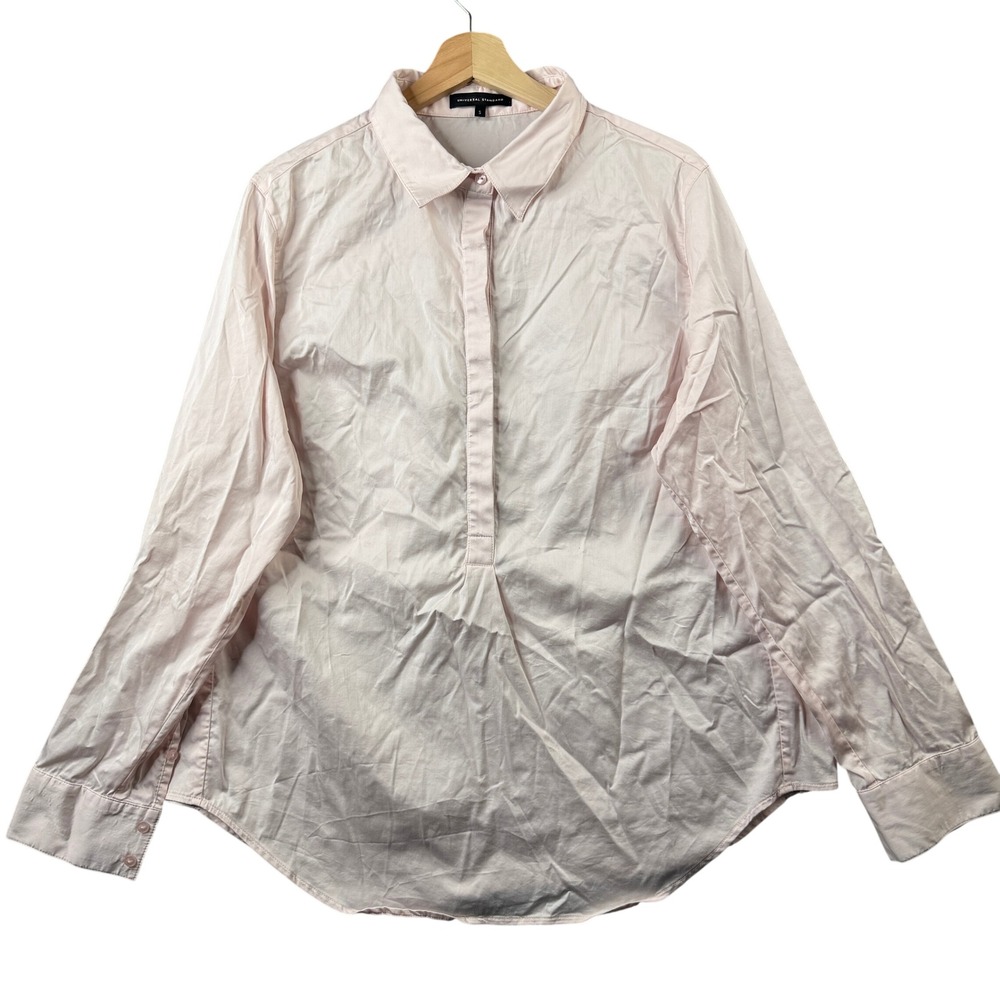 Universal Standard Pink Popover Button Down Shirt Cotton Long Sleeve Stretch S